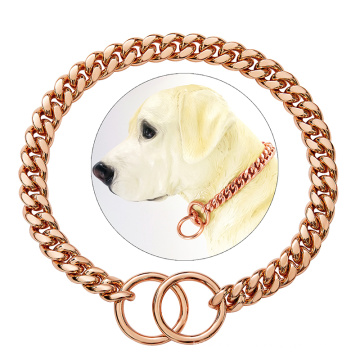 Collier de chien de chaîne en or en gros de gros en gros de 10 mm 10 mm chaîne de liaison cubaine en acier inoxydable en métal pour animaux de compagnie pour le collier de l&#39;entraînement pour chiens